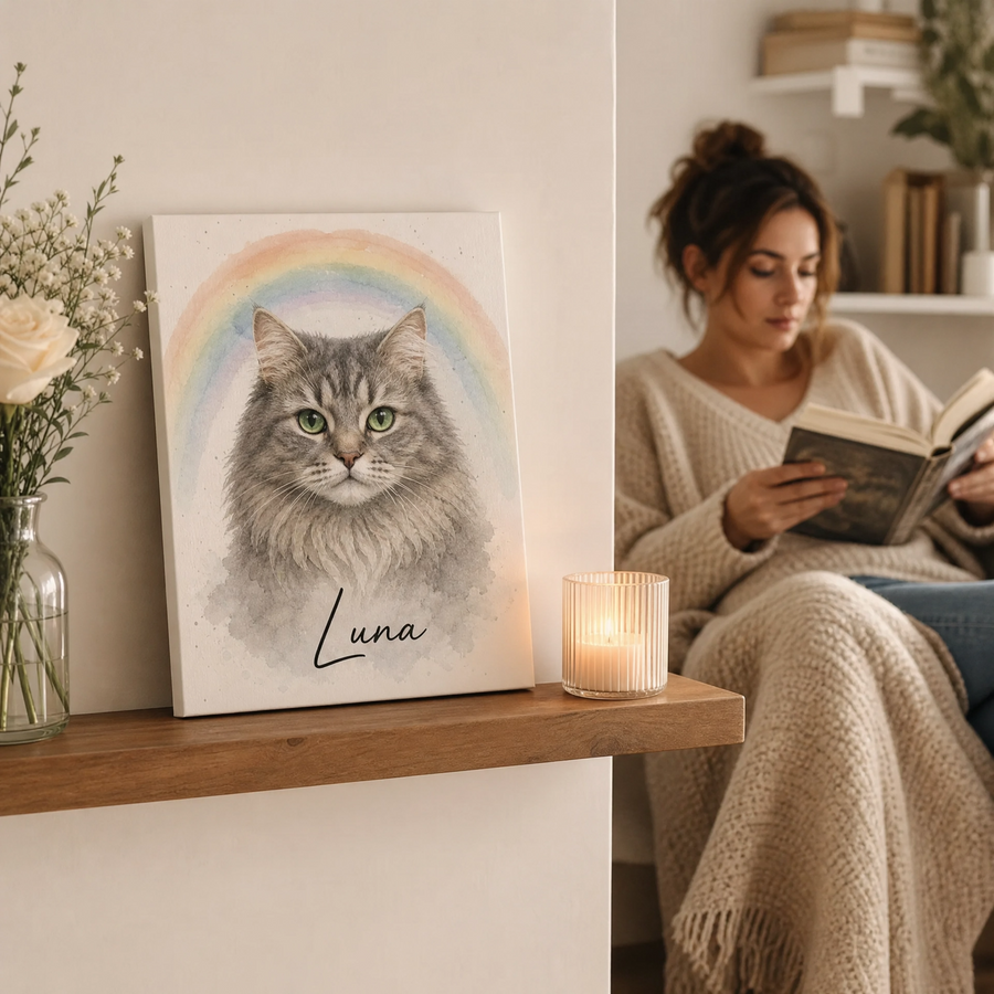 Rainbow Bridge Pet Memorial Canvas